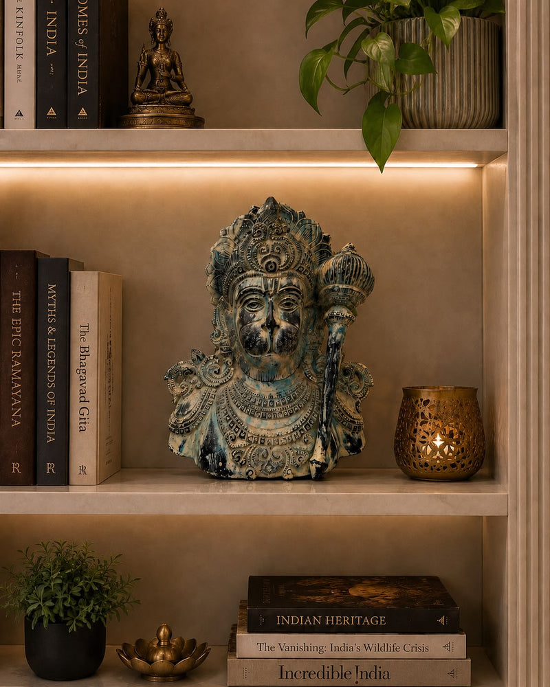 Hanuman Ji | Antique Patina Sculpture in Brass | Sacred Luxury