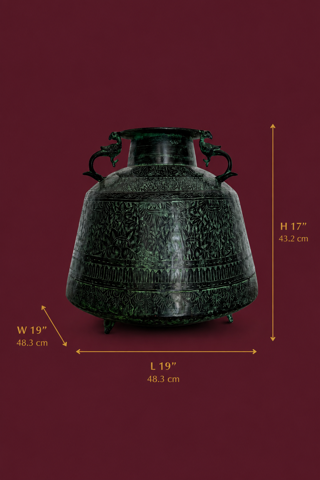 Verdigris Etched Brass Heritage Vessel - That Carries Civilizations