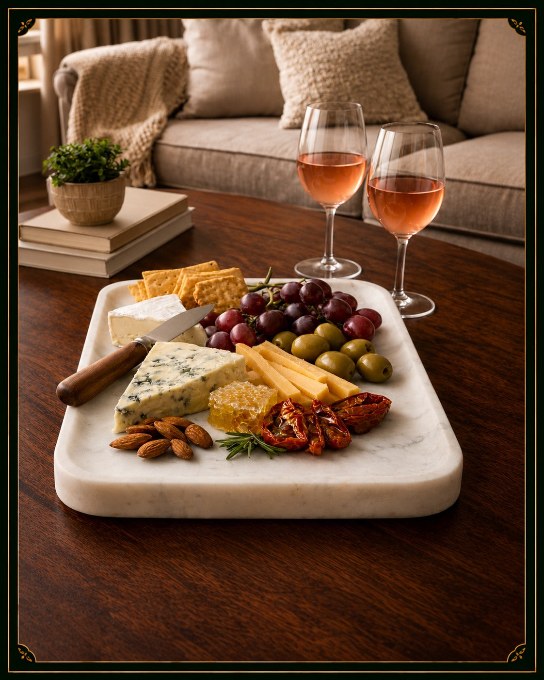 White Multipurpose Marble Tray for Hosting and Many Other Functions