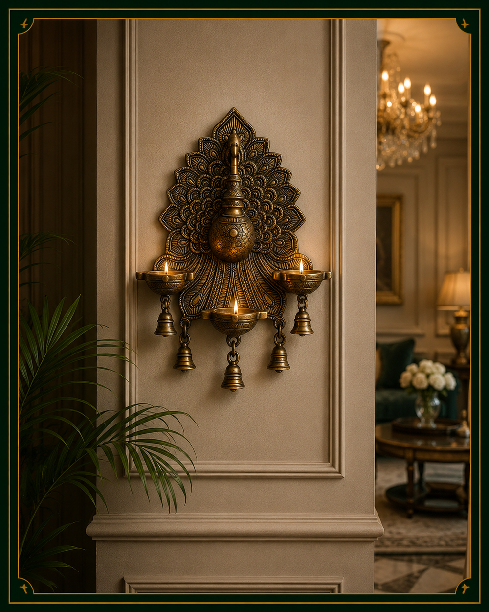 Mayur Jyoti Wall Lamp - Mayur Jyoti Wall Diyas – Handcrafted Brass Wall Décor for Elegant Spaces