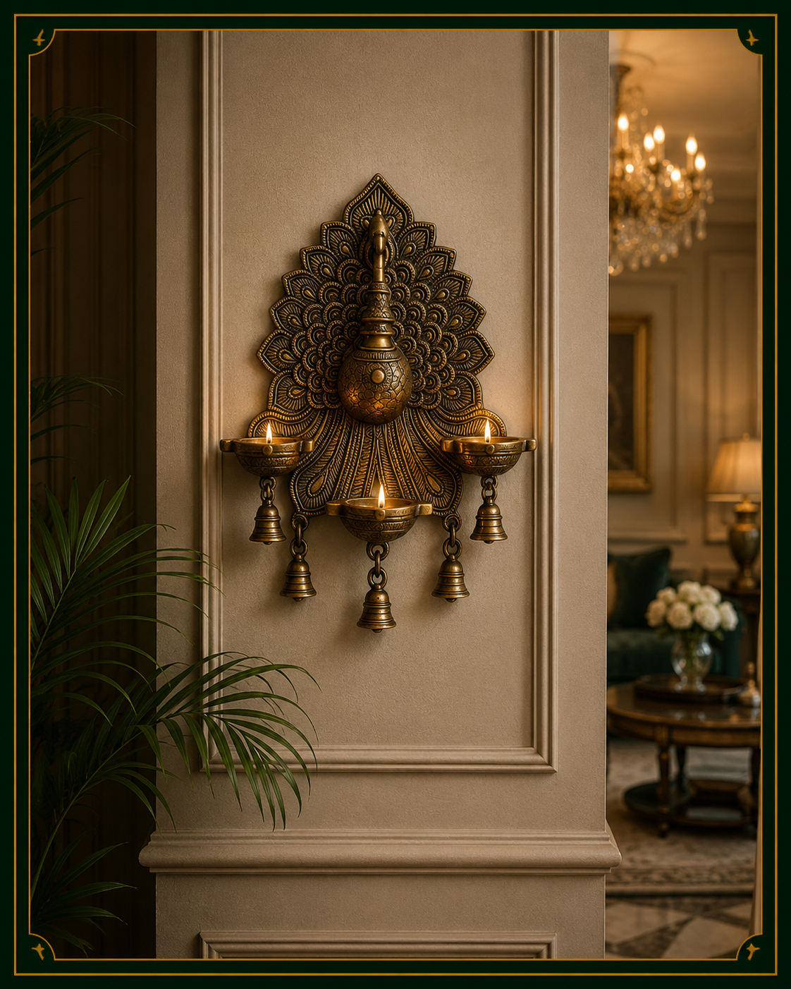 Mayur Jyoti Wall Lamp - Mayur Jyoti Wall Diyas – Handcrafted Brass Wall Décor for Elegant Spaces