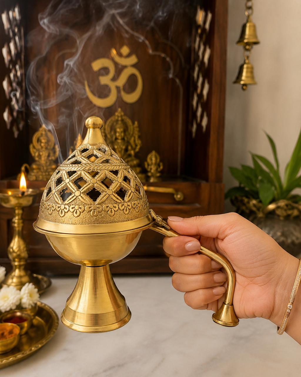 Sacred Smoke Censer I Handcrafted Brass Incense Burner