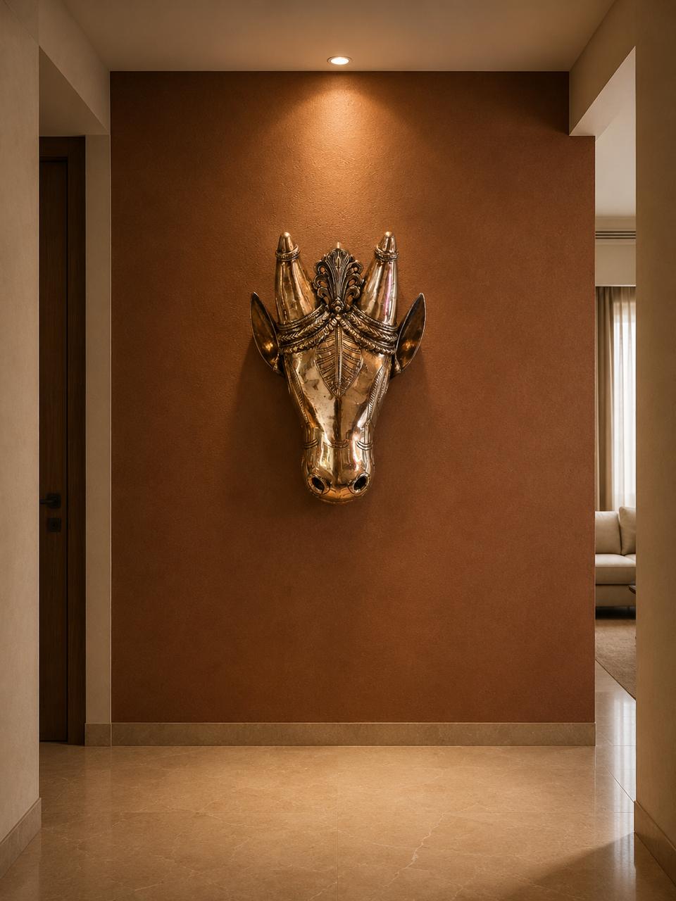 Nandi Wall Sculpture – Antique Gold Brass Finish