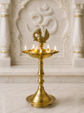 Panchmukhi Brass Peacock Diya | Handcrafted in Brass for Home Temple & Décor