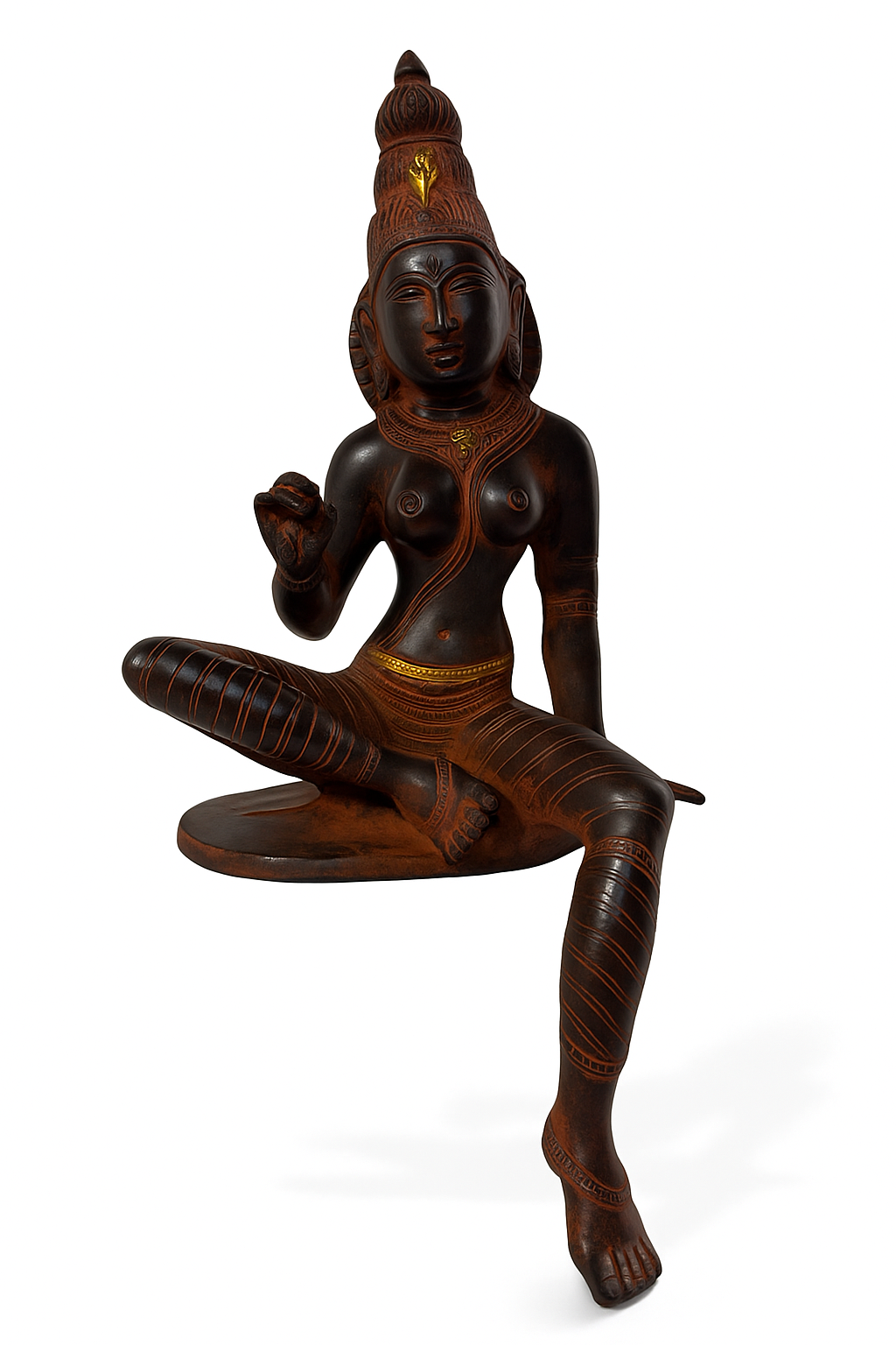 Chola Parvati in Lalitasana – Antique Red (Inspired by Early Chola bronzes of Parvati, circa 1000 A.D.)