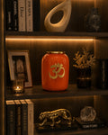 Enameled Om Blessing Vase in Metal