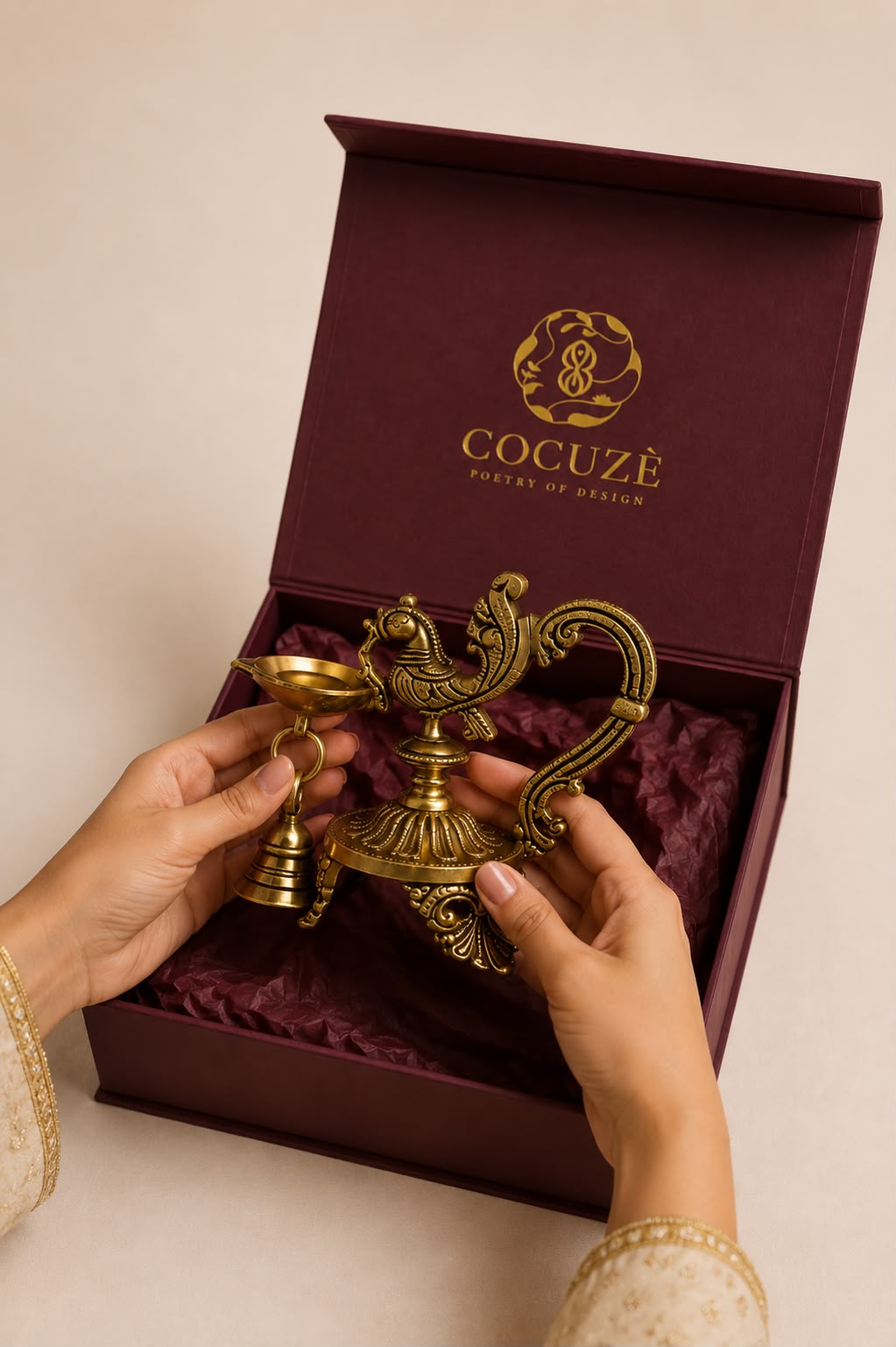 Mayur Deepam – Handcrafted Brass Peacock Diya with Bell