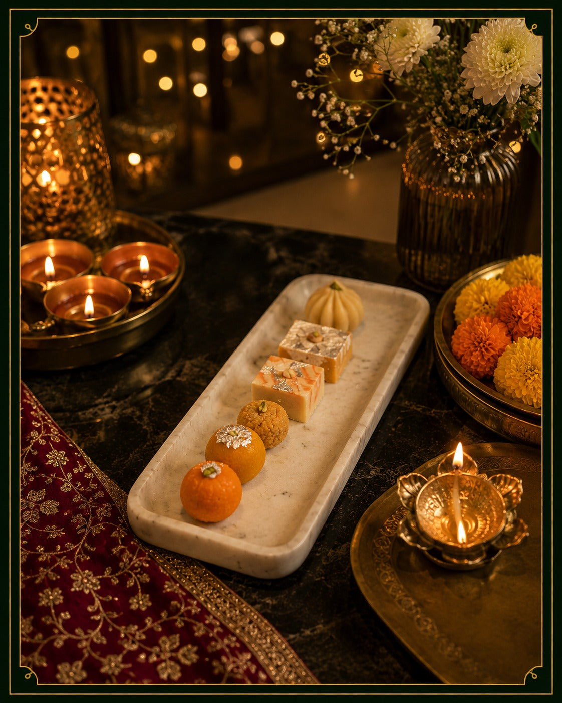 White Multipurpose Marble Tray for Hosting and Many Other Functions