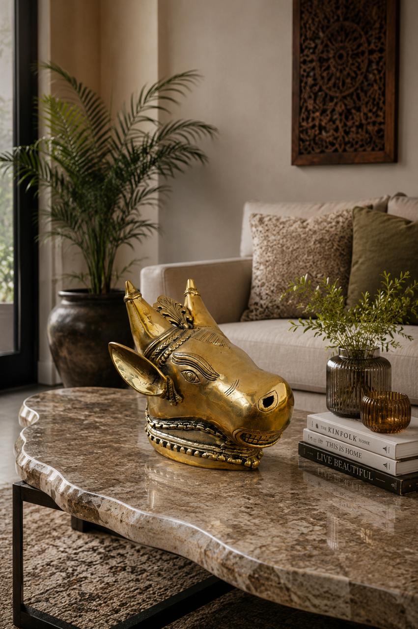 Nandi Wall Sculpture – Antique Gold Brass Finish