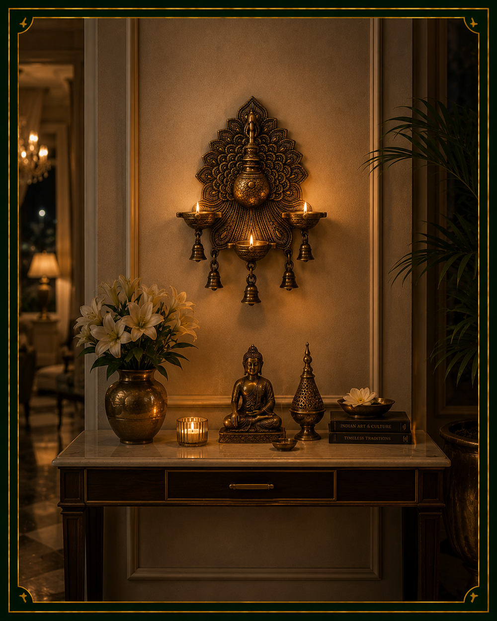 Mayur Jyoti Wall Lamp - Mayur Jyoti Wall Diyas – Handcrafted Brass Wall Décor for Elegant Spaces