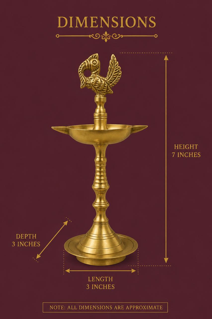 Panchmukhi Brass Peacock Diya | Handcrafted in Brass for Home Temple & Décor