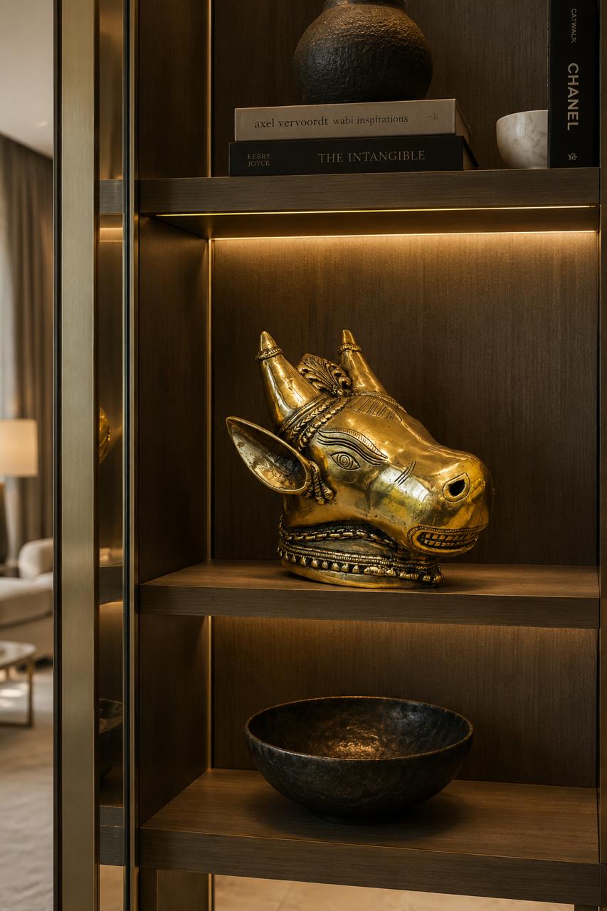 Nandi Wall Sculpture – Antique Gold Brass Finish