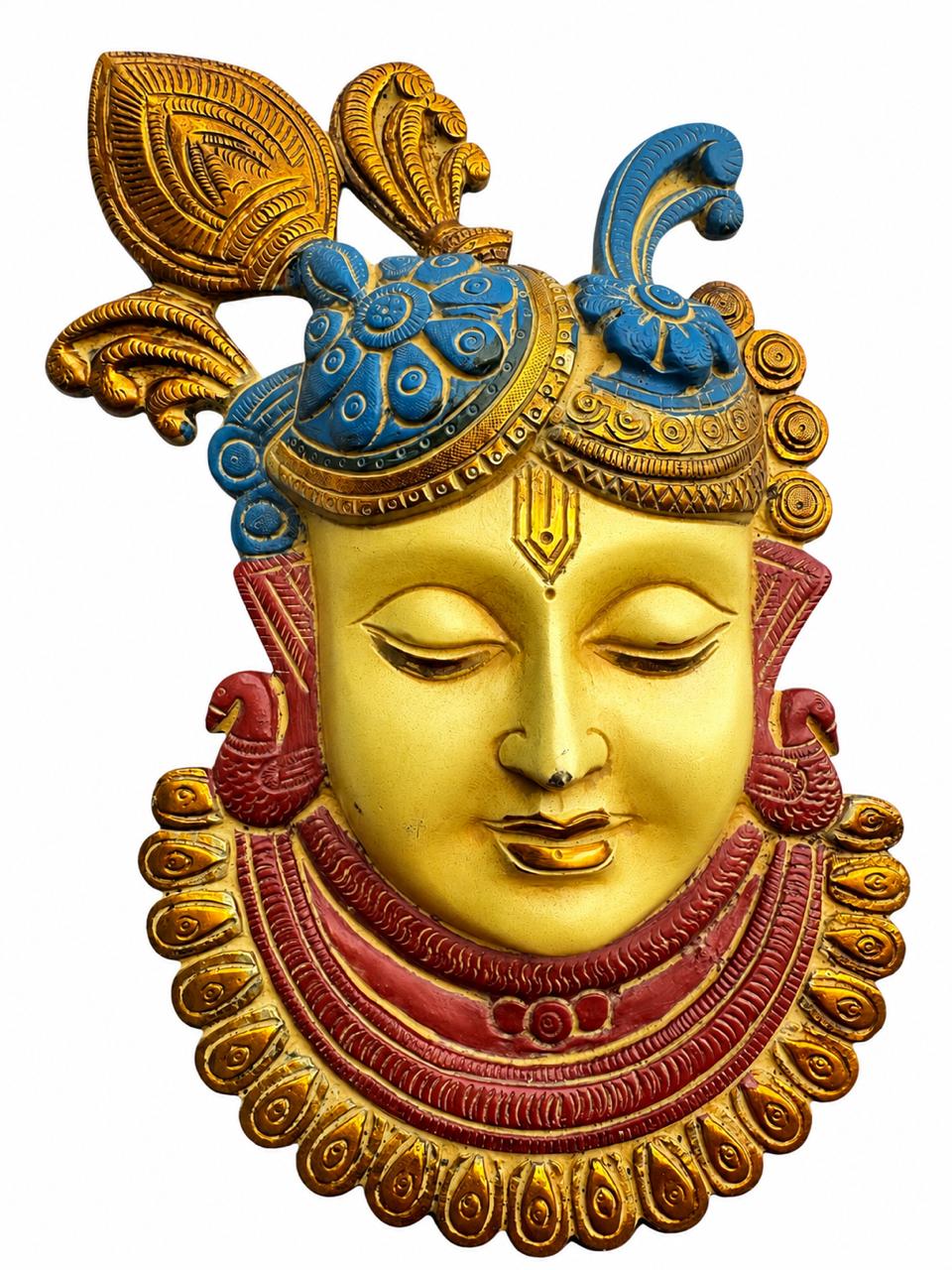 Shrinathji | Krishna - The Divine Presence in hand-coloured Brass