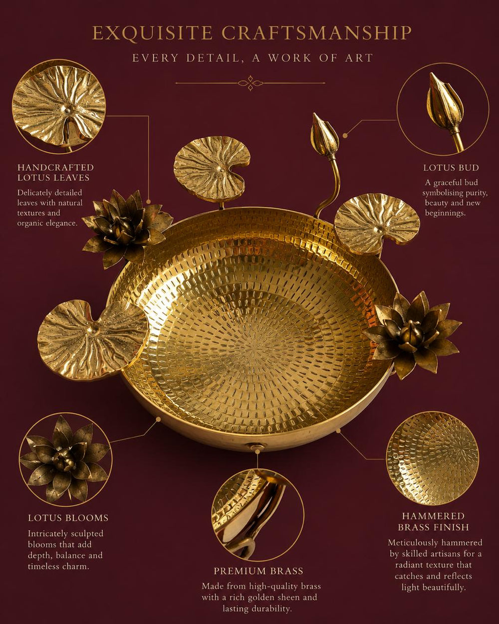 Heritage Lotus Pond Sculptural Centerpiece Bowl