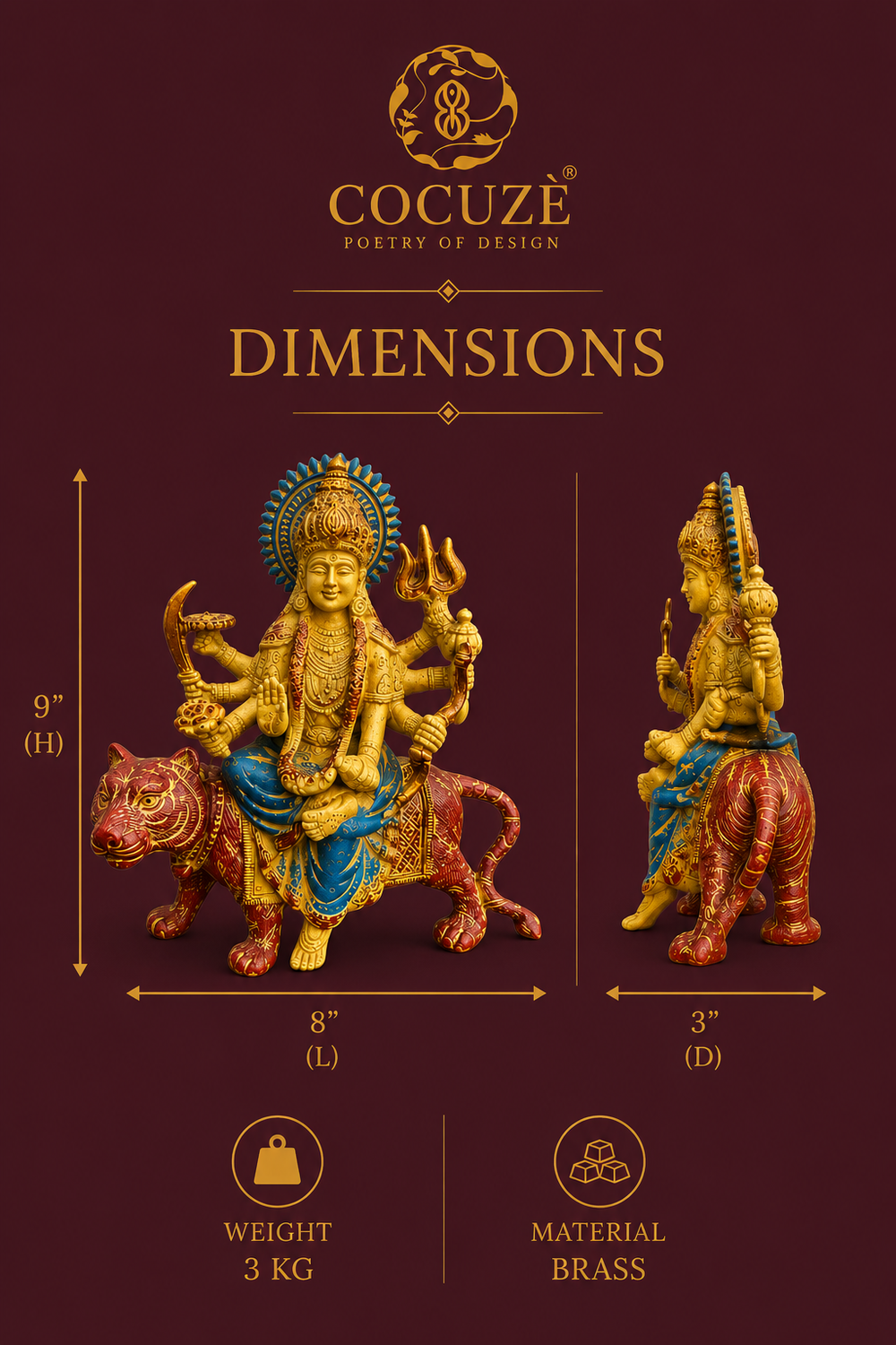 The Eternal Shakti | Coloured Brass Sculpture