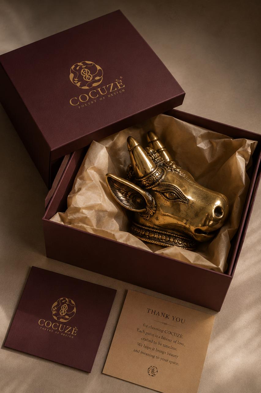 Nandi Wall Sculpture – Antique Gold Brass Finish