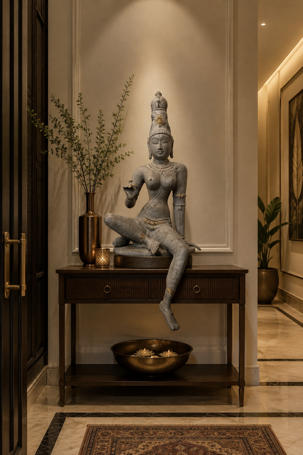 Reproduction of Grey Chola Parvati in 20 inch in Lalitasana - (Inspired by Chola bronzes of Goddess Parvati)