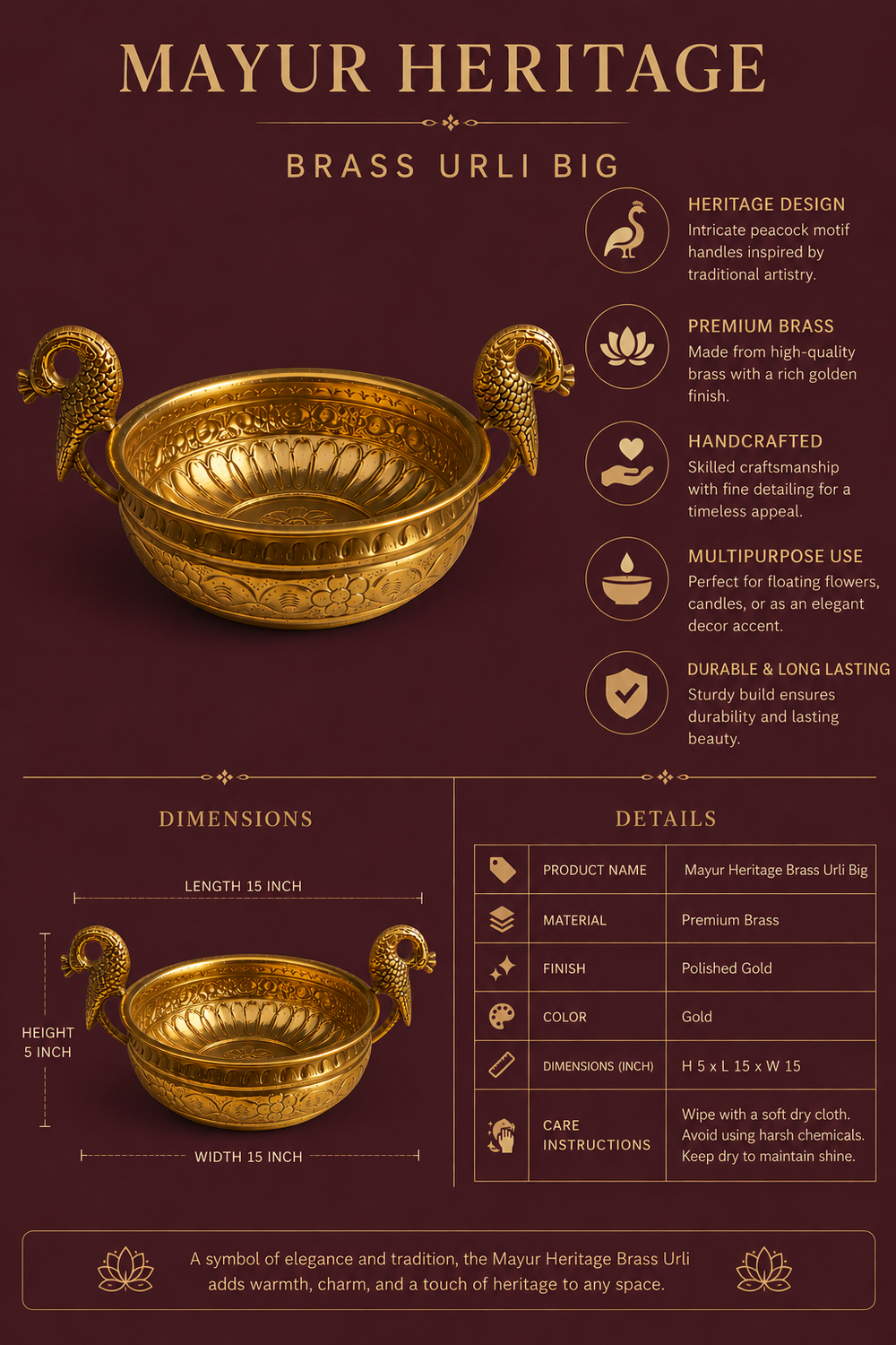 Mayur Heritage Brass Urli Big