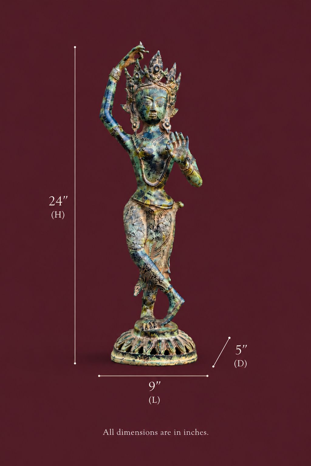 Apsara in Blue-Green Patina (24 inches)