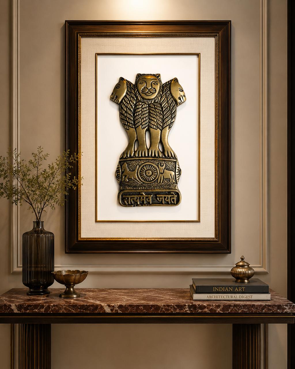 The Ashoka Emblem | Handcrafted Brass Sculpture (Unframed)