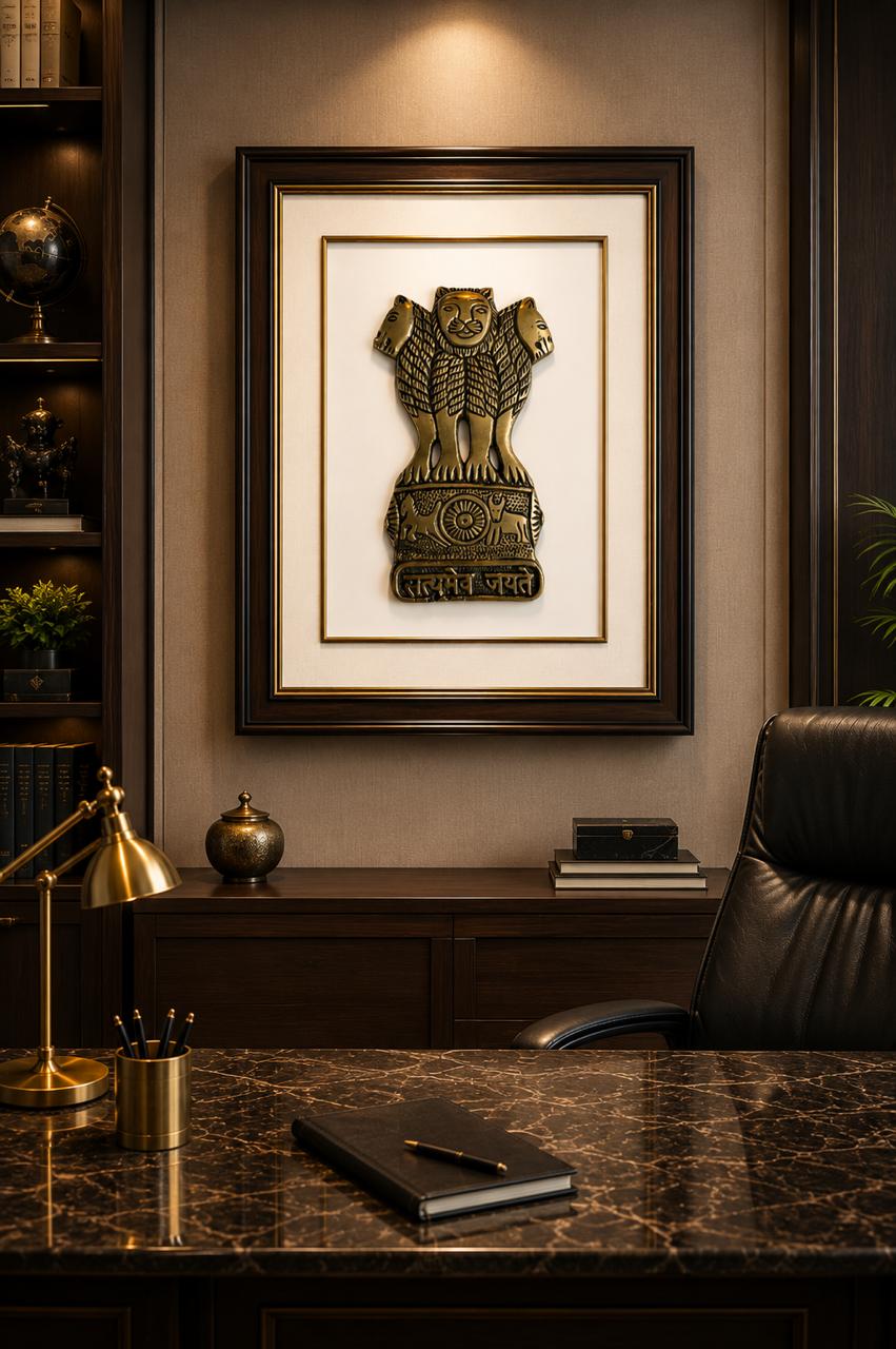 The Ashoka Emblem | Handcrafted Brass Sculpture (Unframed)