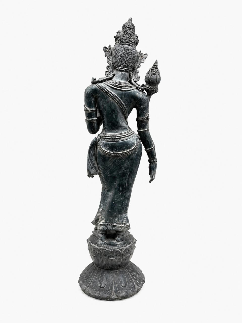 Balinese Bronze Shakti Sculpture in Bronze | 43-Inch Antique Finish Goddess Statue