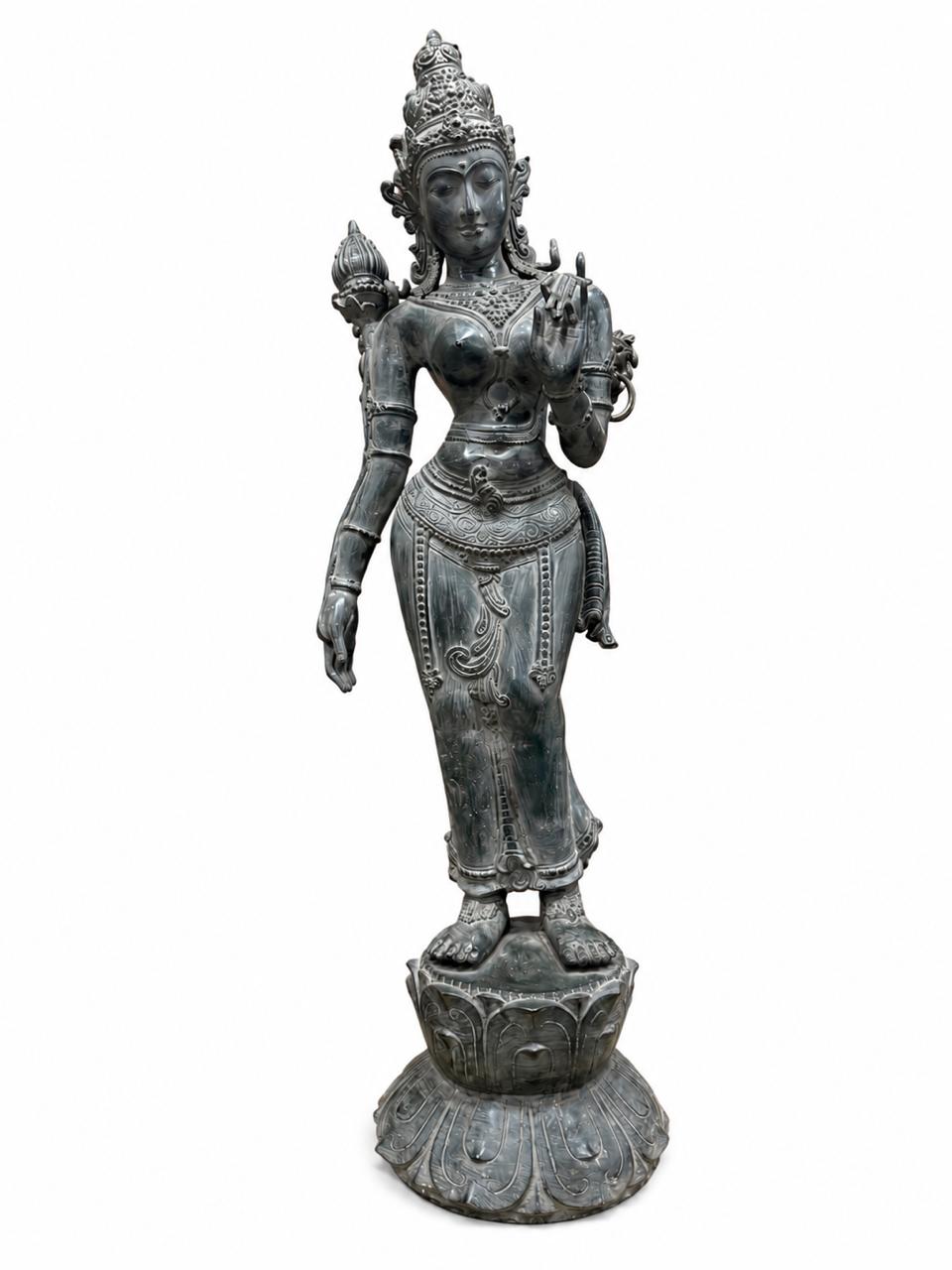 Balinese Bronze Shakti Sculpture in Bronze | 43-Inch Antique Finish Goddess Statue