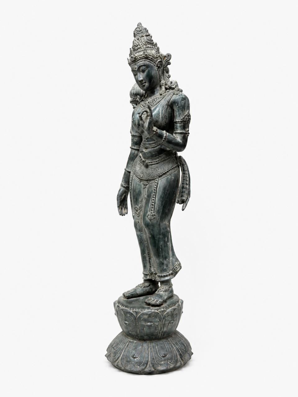 Balinese Bronze Shakti Sculpture in Bronze | 43-Inch Antique Finish Goddess Statue