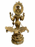 Balinese Bronze Goddess Saraswati Sculpture | 14-Inch Antique Finish