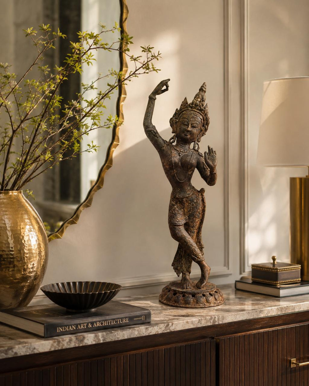 Vintage Apsara Sculpture – Celestial Dancer in 18-inches