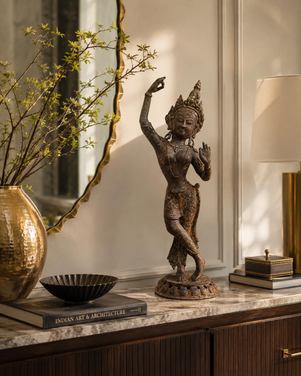 Vintage Apsara Sculpture – Celestial Dancer in 18-inches