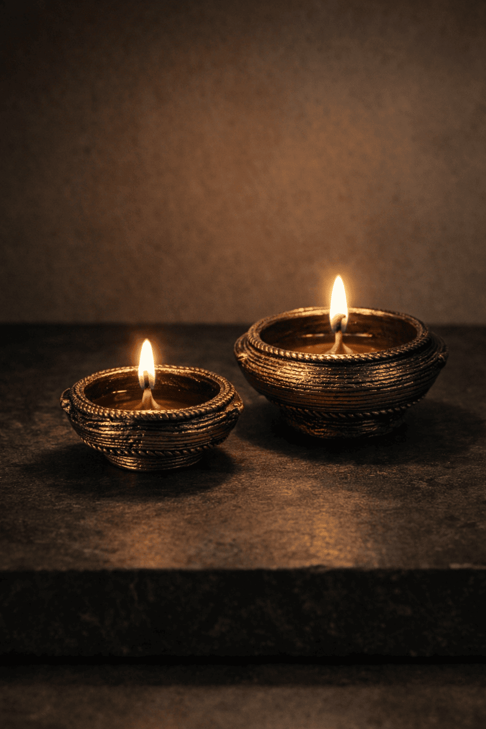Dhokra Brass Diyas - Pair