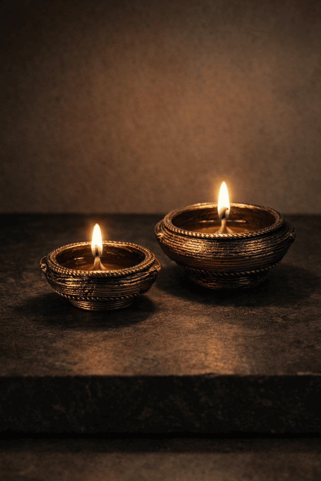 Dhokra Brass Diyas - Pair