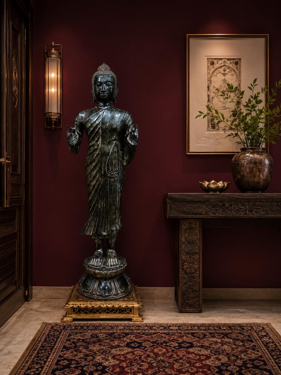 Balinese Bronze Buddha Statue – 48” | Antique Finish
