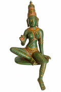 Chola Parvati in Lalitasana 13 Inches in Antique Green (Inspired by Early Chola bronzes of Parvati, circa 1000 A.D.)