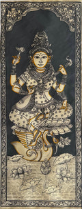 Maa Saraswati on Swan in Pattachitra Painting – By a National Awardee (Unframed)