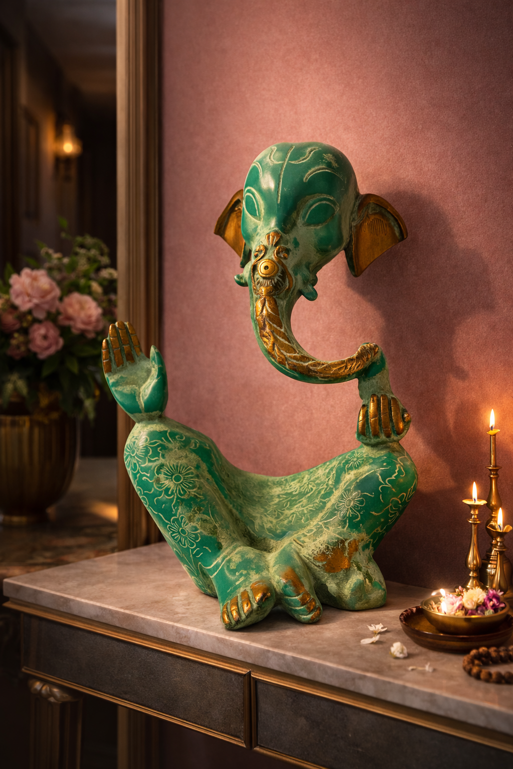 Ganesha in Green Patina