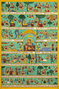 Shree Hanuman Chalisa Phad Painting (Canvas Print of an Original Art) - Unframed