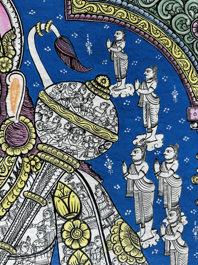 Sundar Kand - Hanuman Ji in Pattachitra Painting by a National Awardee (Canvas Print - Unframed)