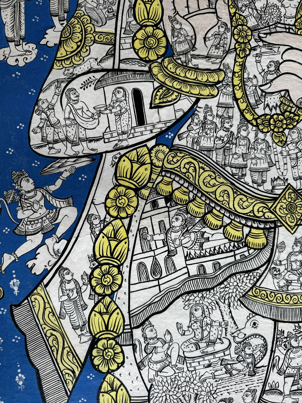 Sundar Kand - Hanuman Ji in Pattachitra Painting by a National Awardee (Canvas Print - Unframed)