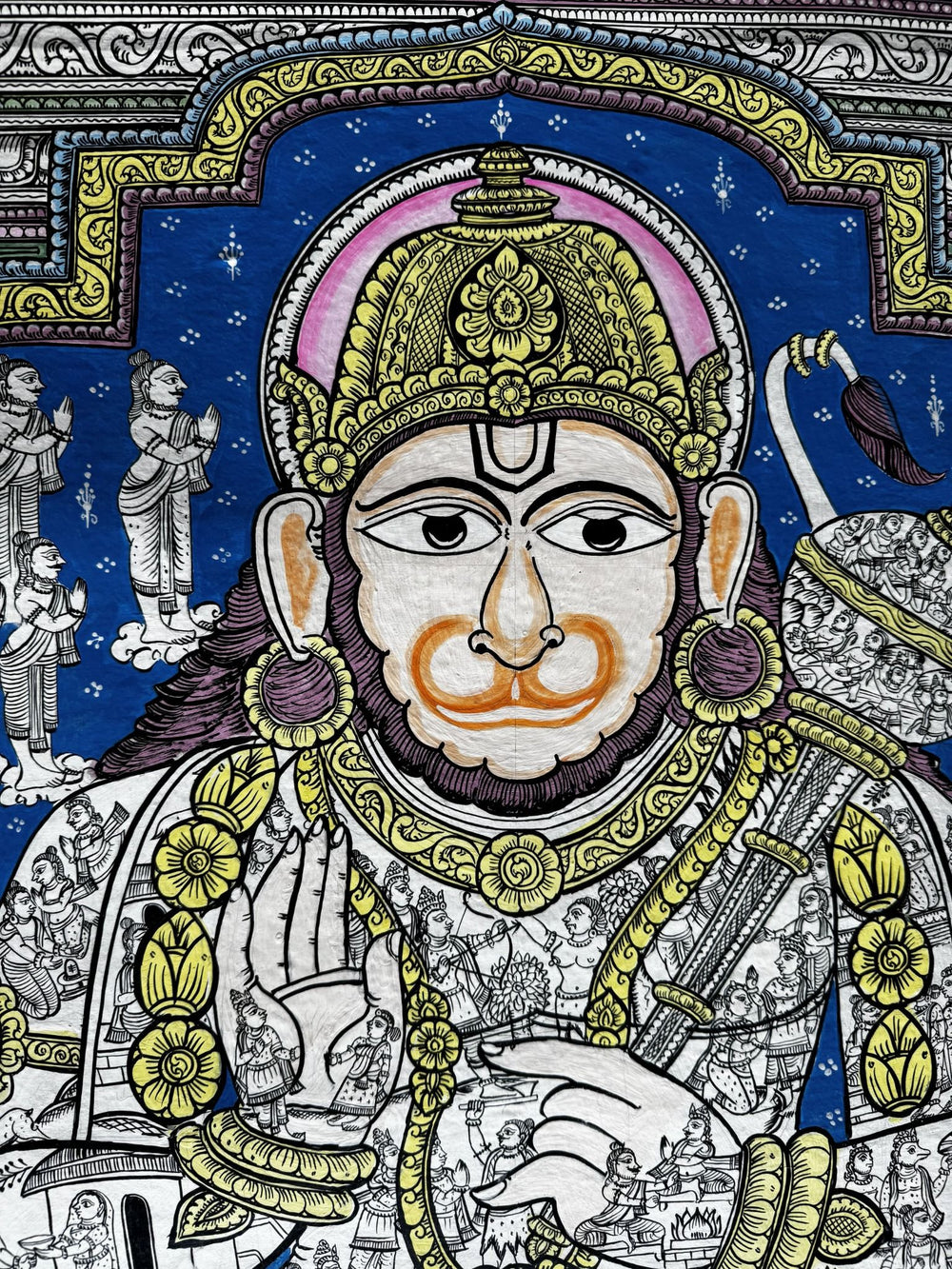 Sundar Kand - Hanuman Ji in Pattachitra Painting by a National Awardee (Canvas Print - Unframed)