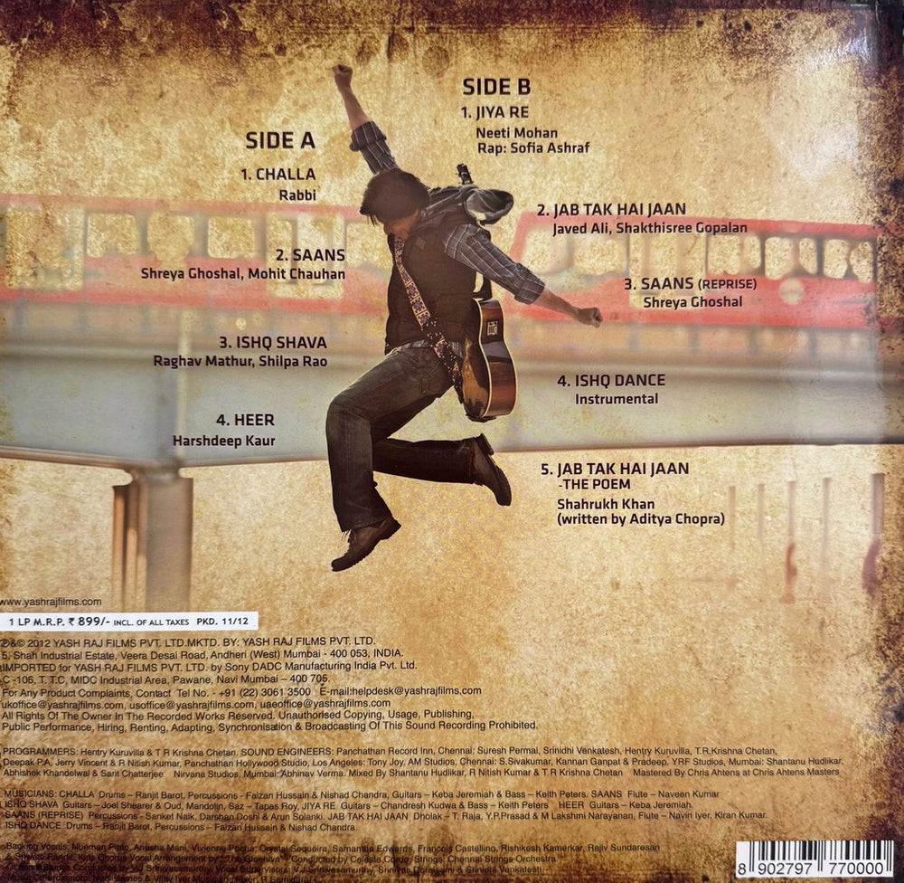 Jab Tak Hai Jaan LP Record