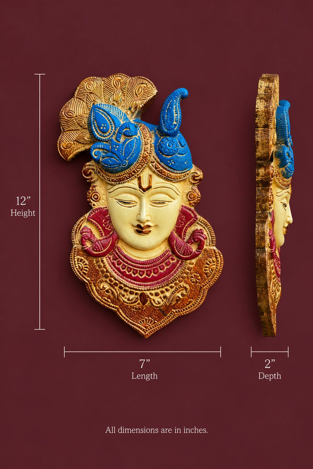 Krishna Face Relief Panel