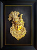 Krishna Wall Art Framed with Black Raw Silk