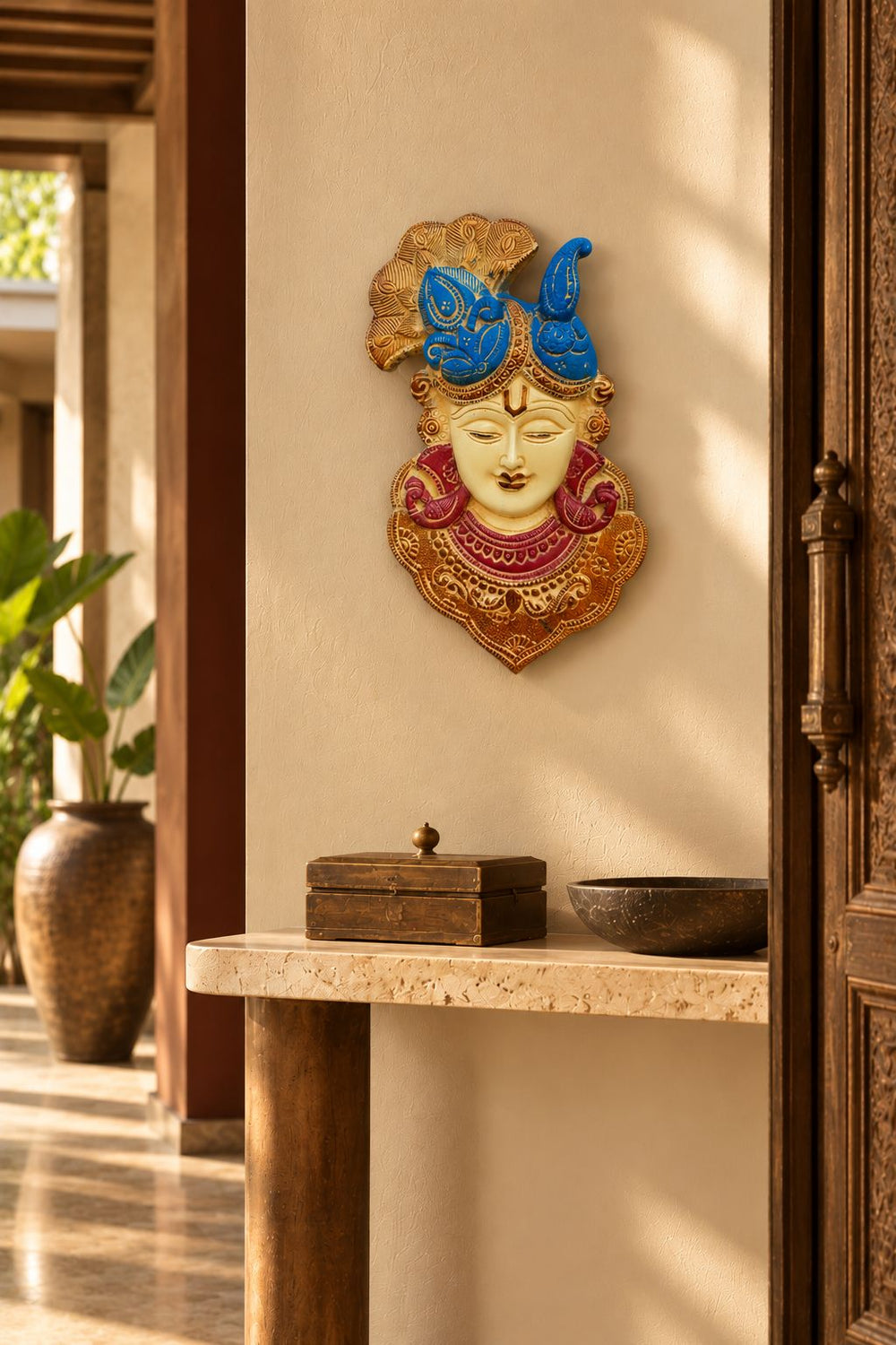 Krishna Face Relief Panel