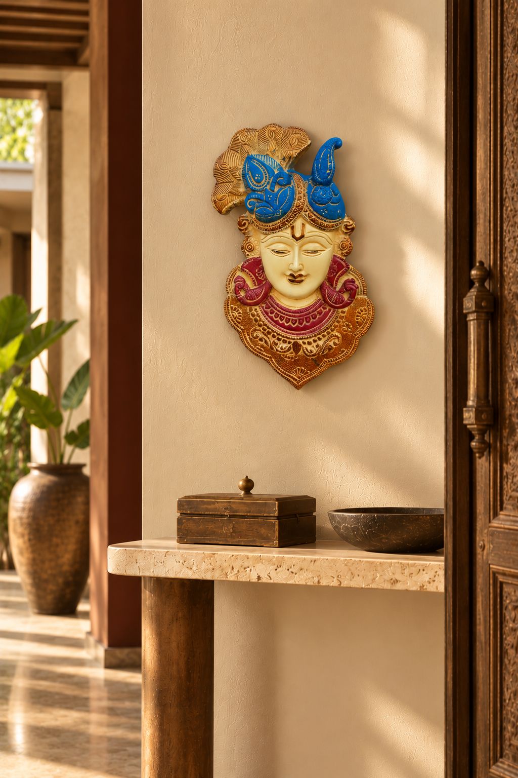 Krishna Face Relief Panel