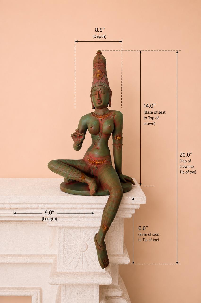 Chola Parvati in 20 inch in Lalitasana –(Inspired by Early Chola bronzes of Parvati, circa 1000 A.D.)