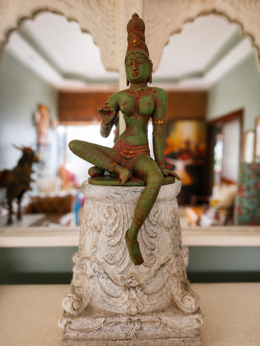 Chola Parvati in 20 inch in Lalitasana –(Inspired by Early Chola bronzes of Parvati, circa 1000 A.D.)