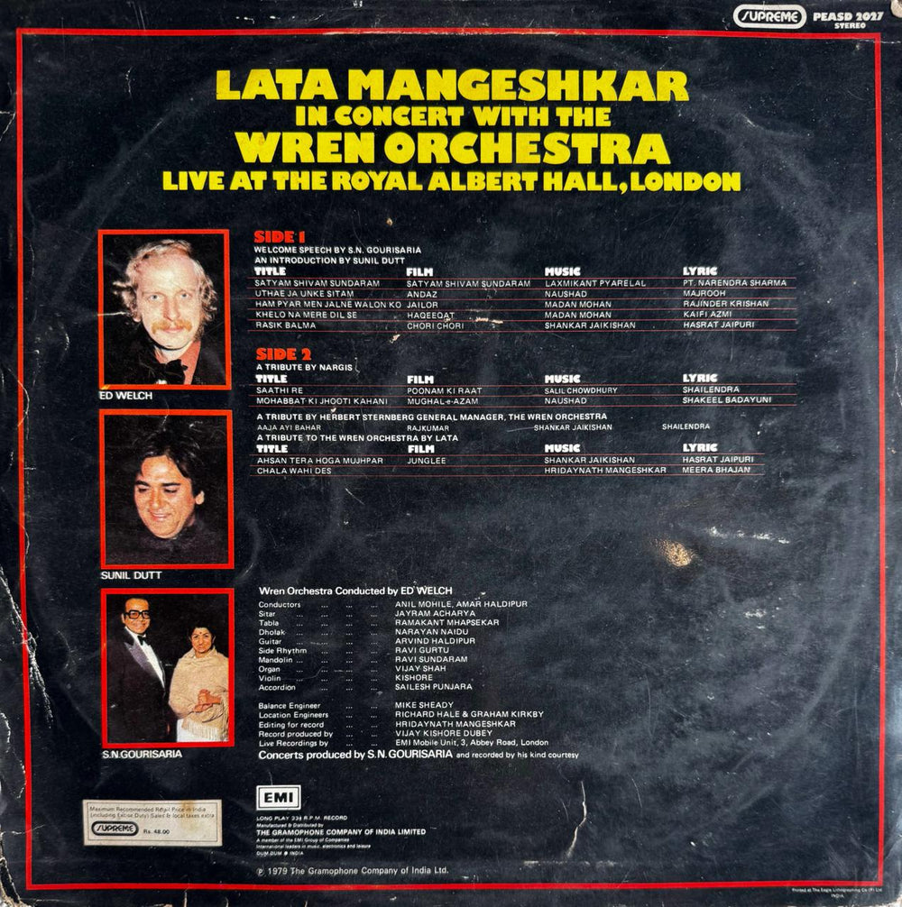 Lata in Live Concert with Wren Orchestra Vinyl Record (Pre-Loved VG)