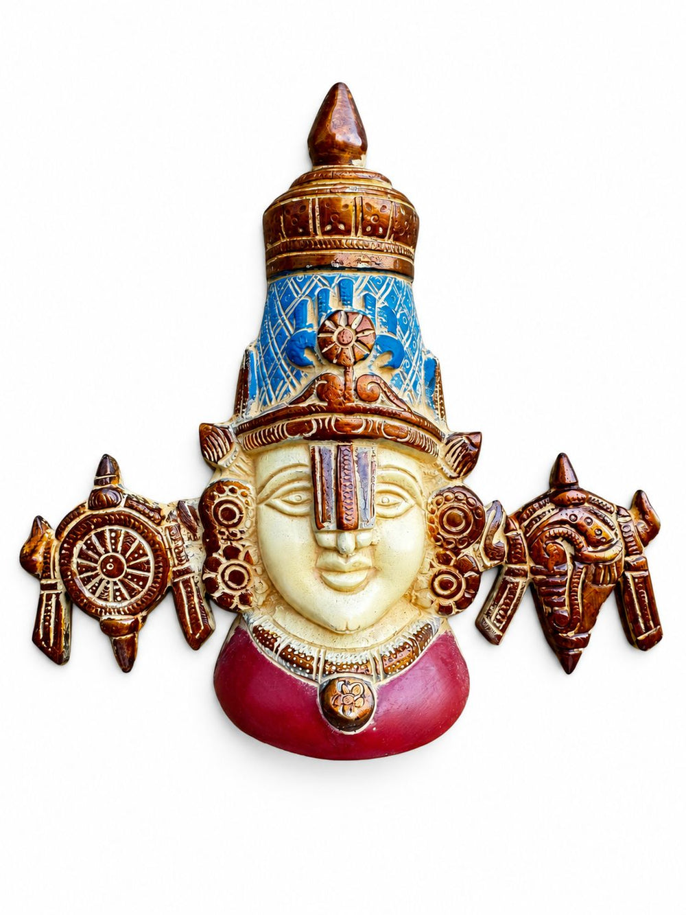Lord Venkateswara Colored Brass Wall Panel